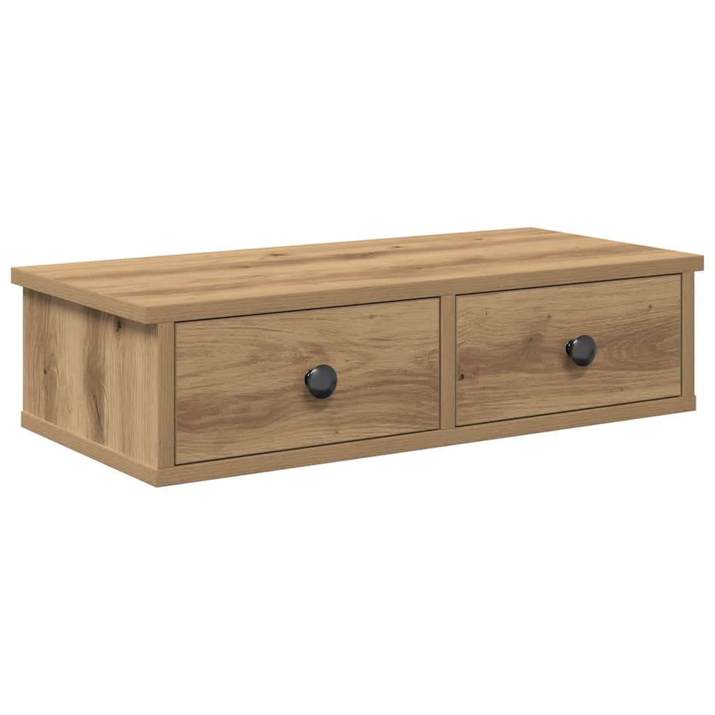 vidaXL Vägghylla med lådor ek 60x28x15 cm konstruerat trä