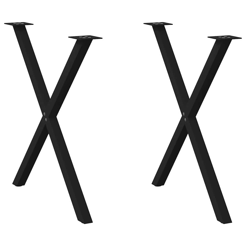 vidaXL Spisebordben X-formet 2 stk svart 80 x (72-73) cm stål