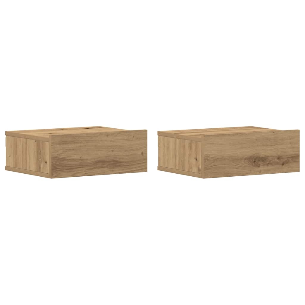 vidaXL Flytende nattbord 2 stk artisan eik 40x32x15 cm konstruert tre