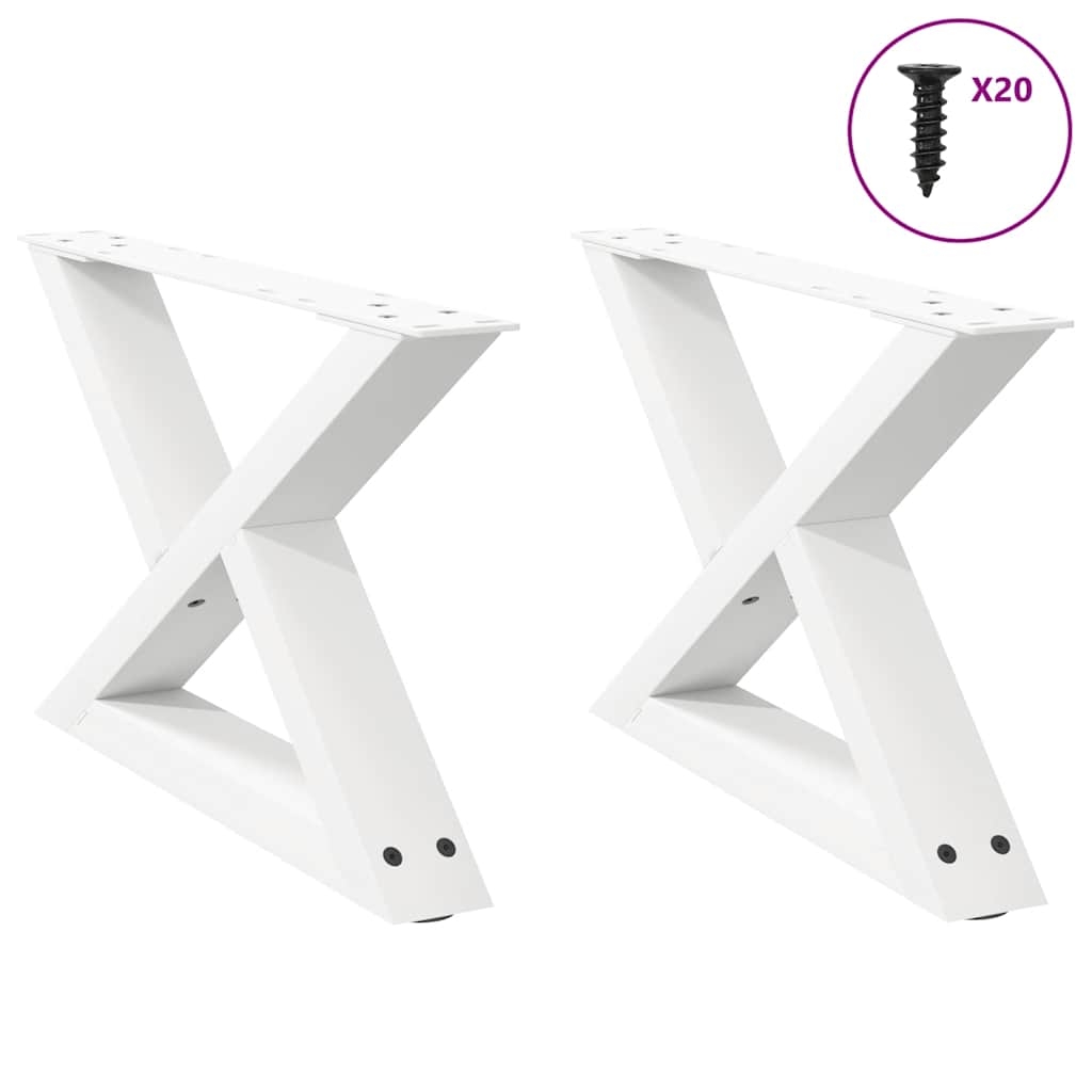 vidaXL Sohvapöydän jalat 2 kpl valkoinen 50x(30-31,3) cm teräs