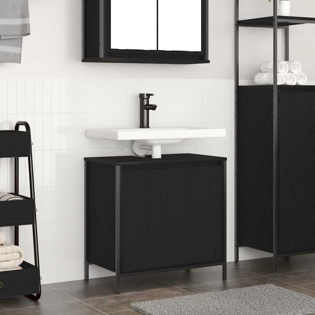 vidaXL Tvättställsskåp för badrum svart 60x34,5x60 cm