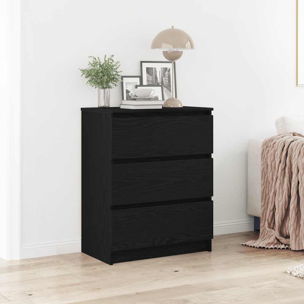 vidaXL Skjenk svart eik 60x35x76 cm konstruert tre vidaXL Skjenk svart eik 60x35x76 cm konstruert tre