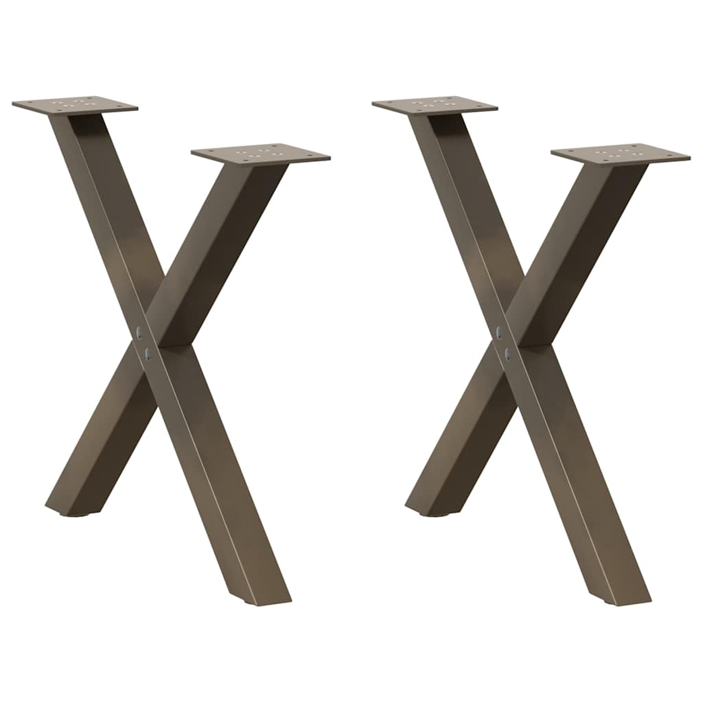 vidaXL Soffbordsben X-formade 2 st naturstål 60x(42-43) cm stål