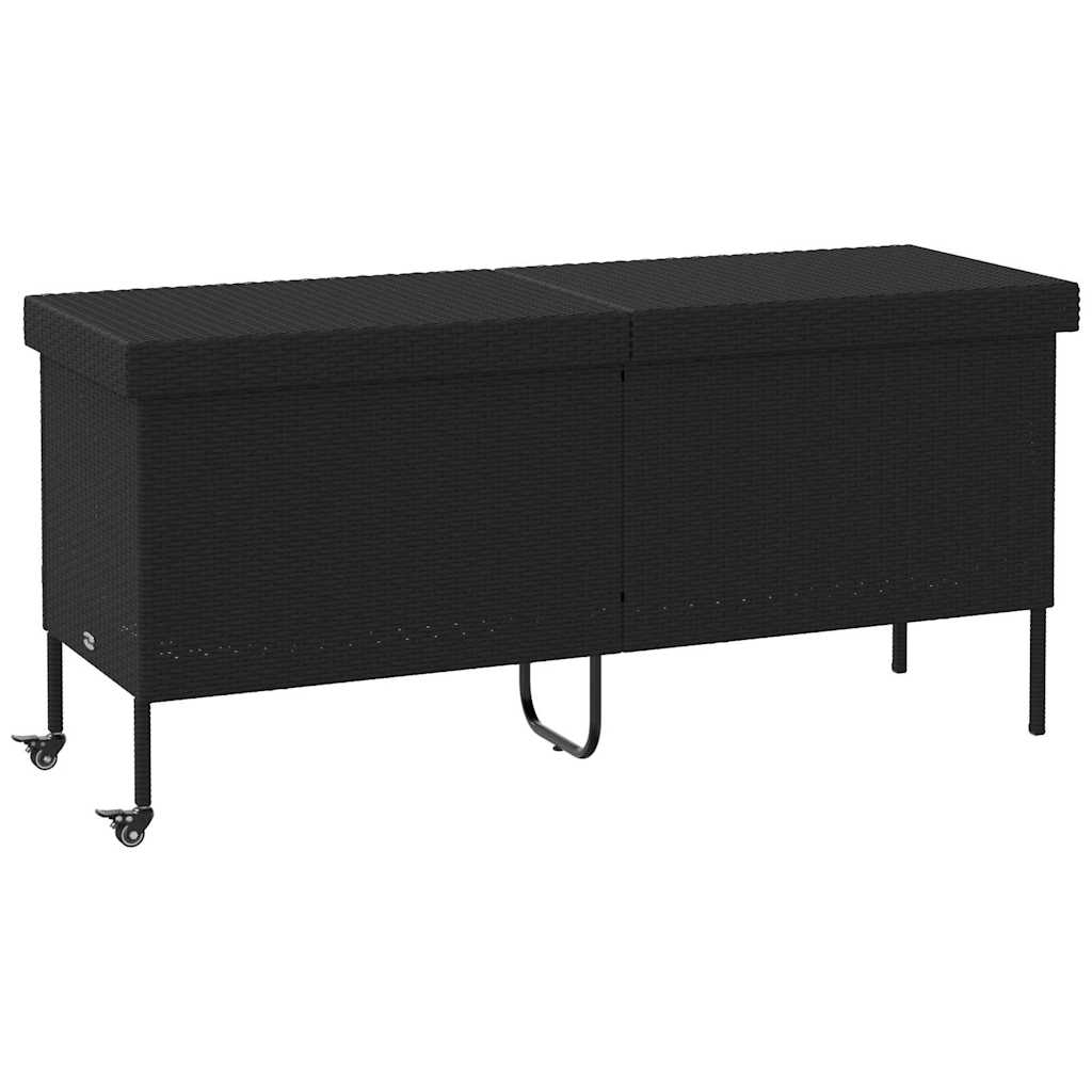 vidaXL Trädgårdslåda med hjul svart 160x55x75 cm konstrotting