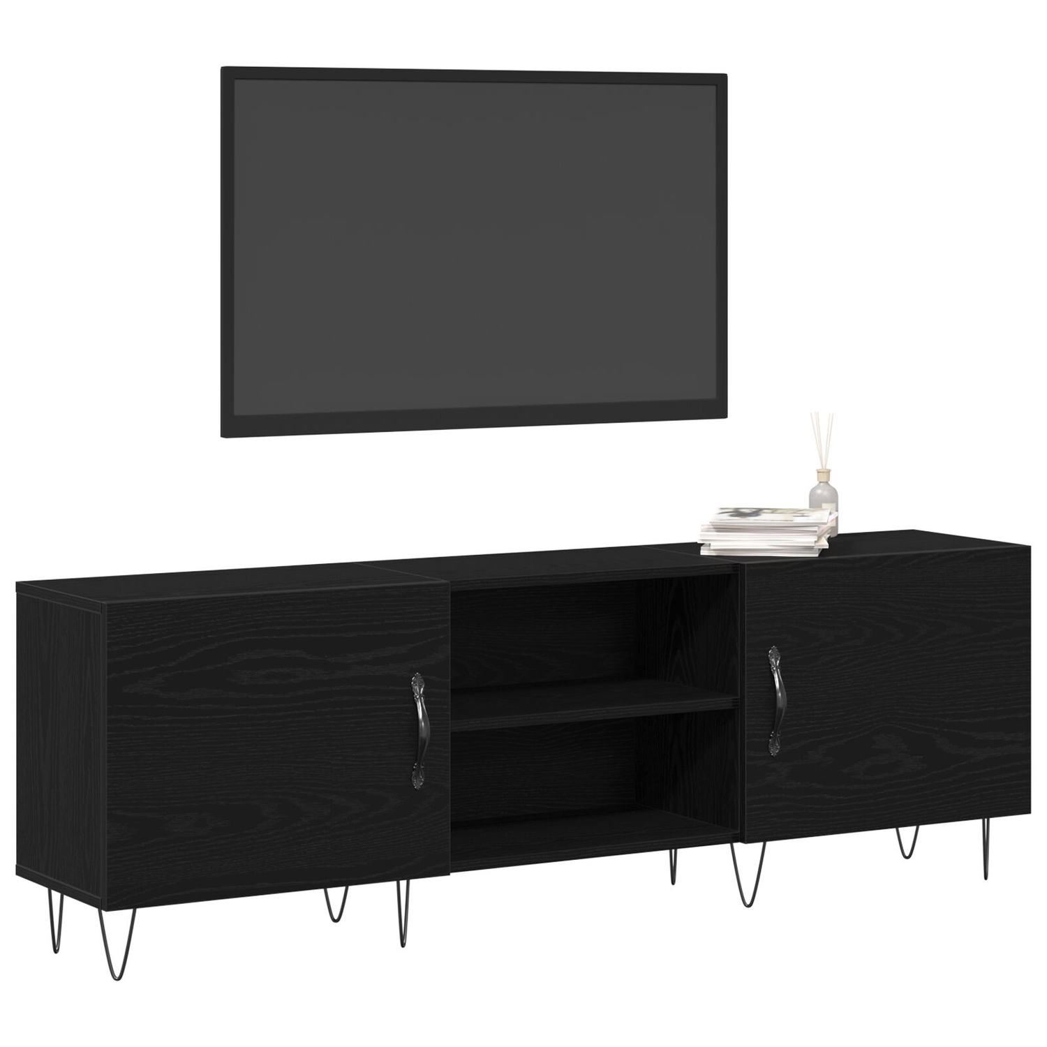 vidaXL TV-benksett Svart Eik 150 x 30 x 50 cm Konstruert tre