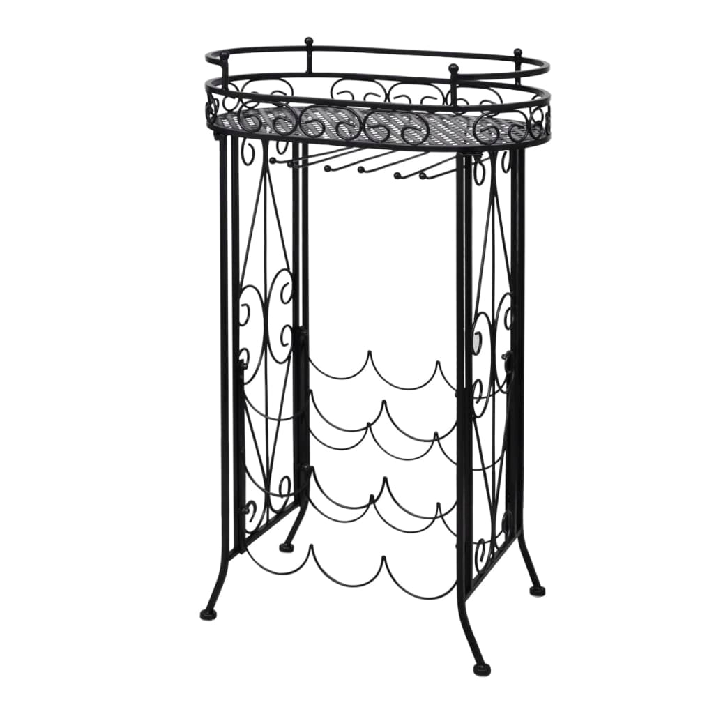 vidaXL Vinstativ med glassholder for 9 flasker metall