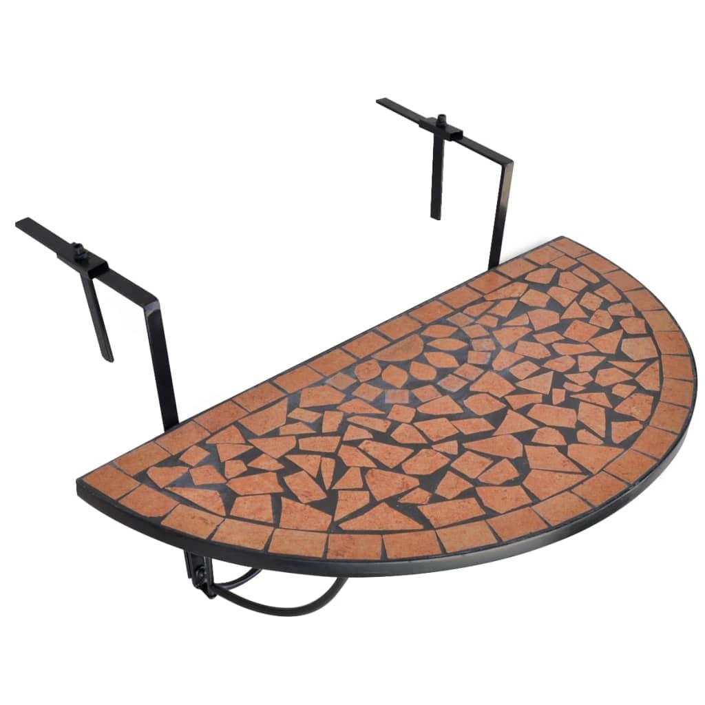 vidaXL Hängande balkongbord terrakotta och mosaik
