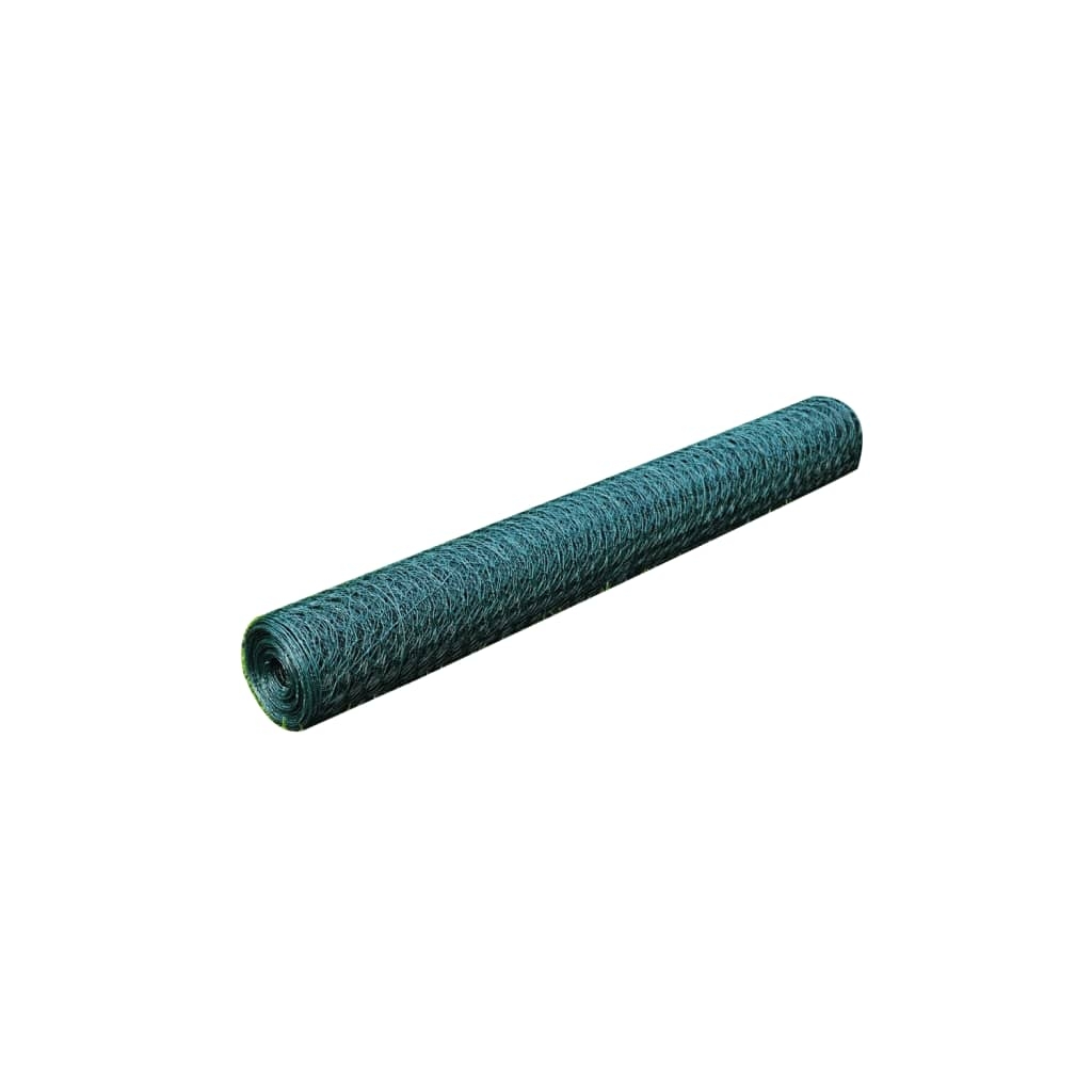 vidaXL Kanaverkko galvanoitu PVC pinnoitteella 25x0,5 m vihreä