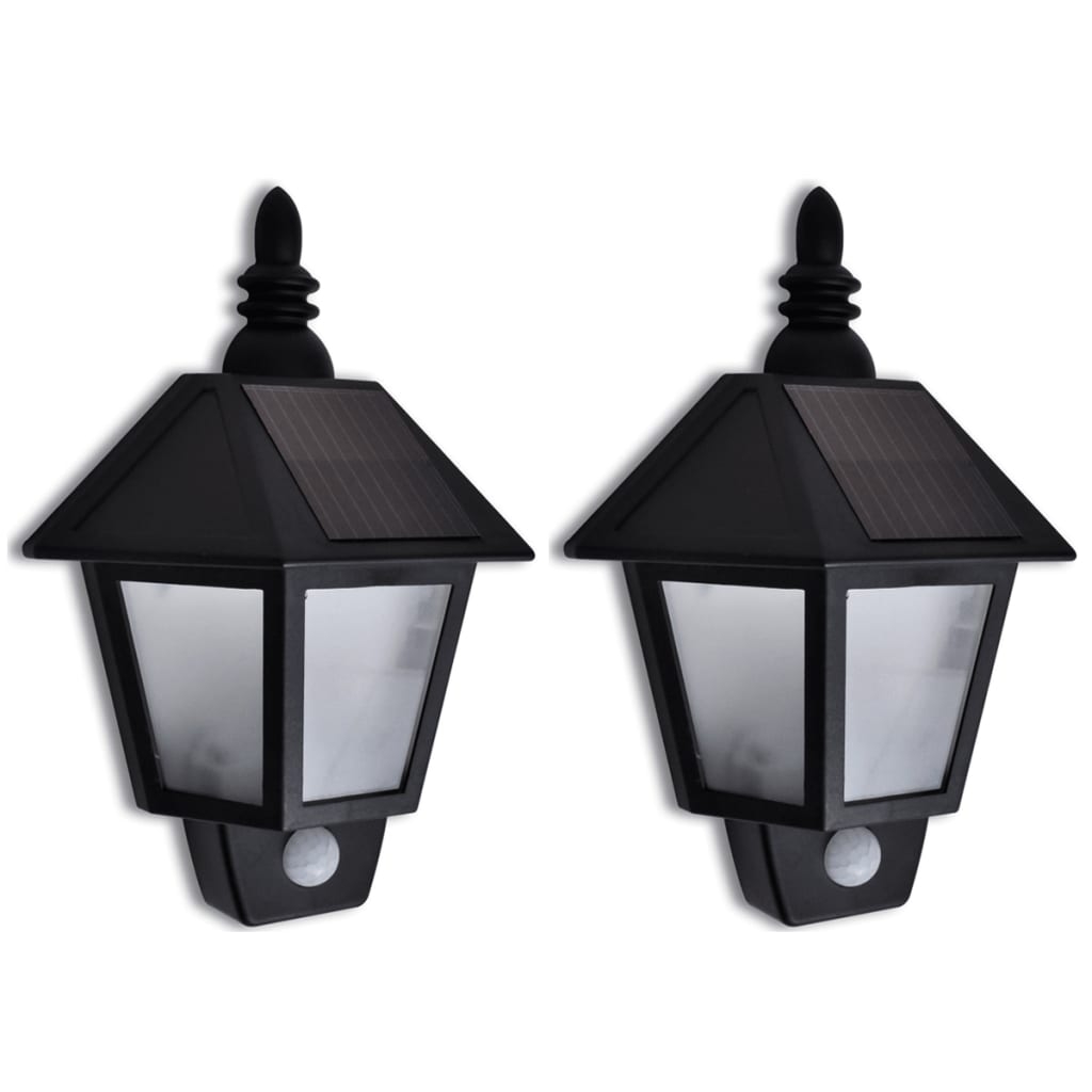 vidaXL Soldriven vägglampa med rörelsesensor 2 st