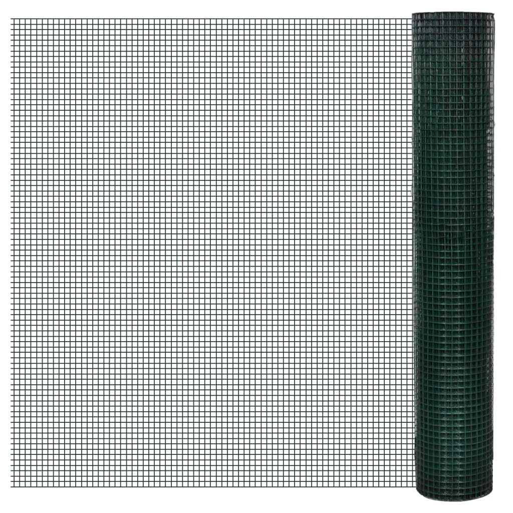 vidaXL Hönsnät galvaniserat med PVC-beläggning 25x1 m