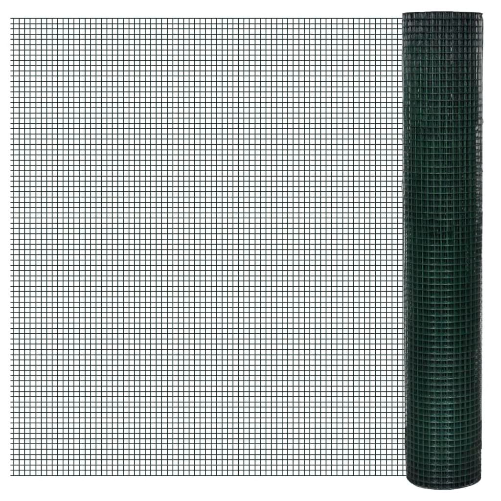 vidaXL Hönsnät galvaniserat med PVC-beläggning 10x1 m
