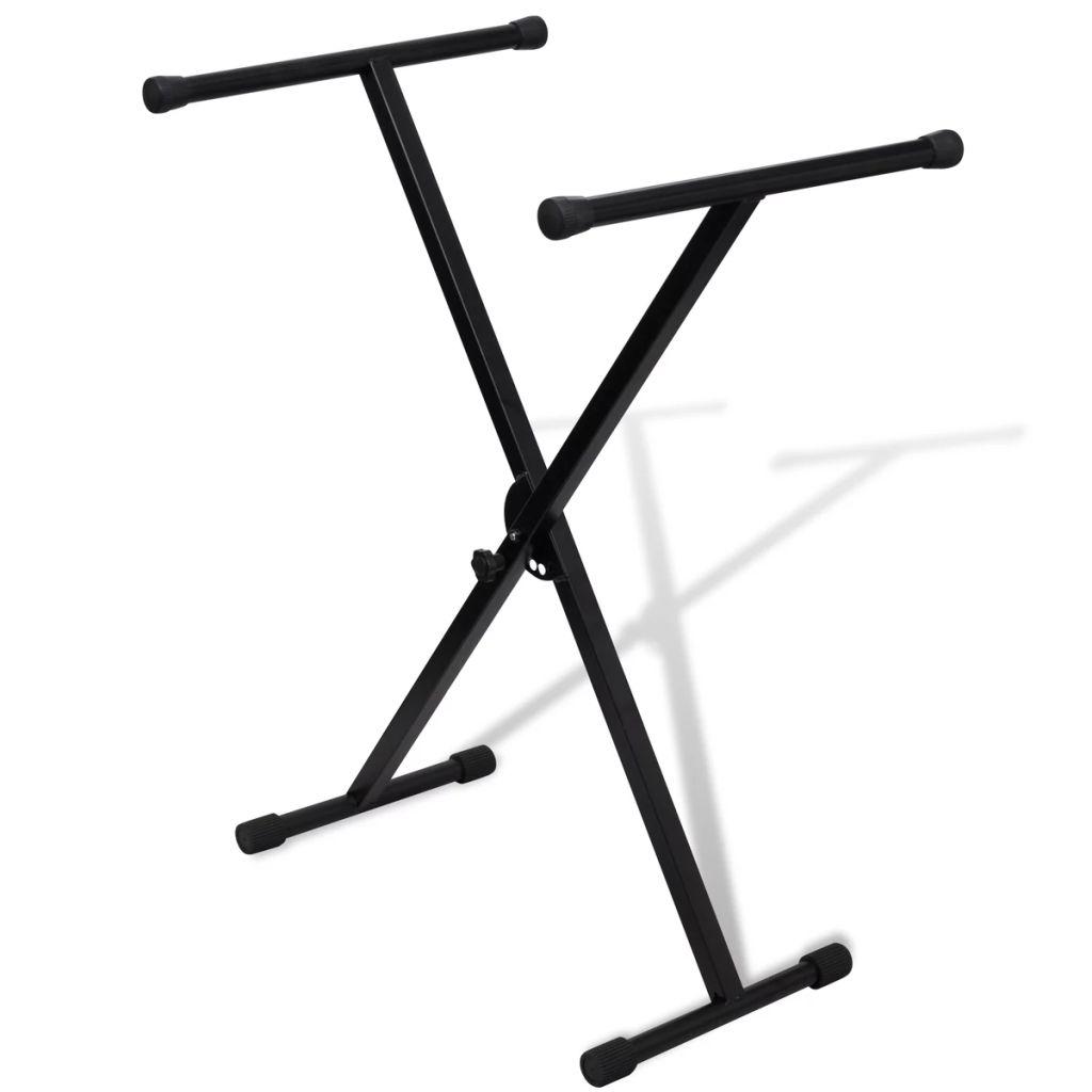 vidaXL Keyboardstativ svart vikbart justerbart 60kg