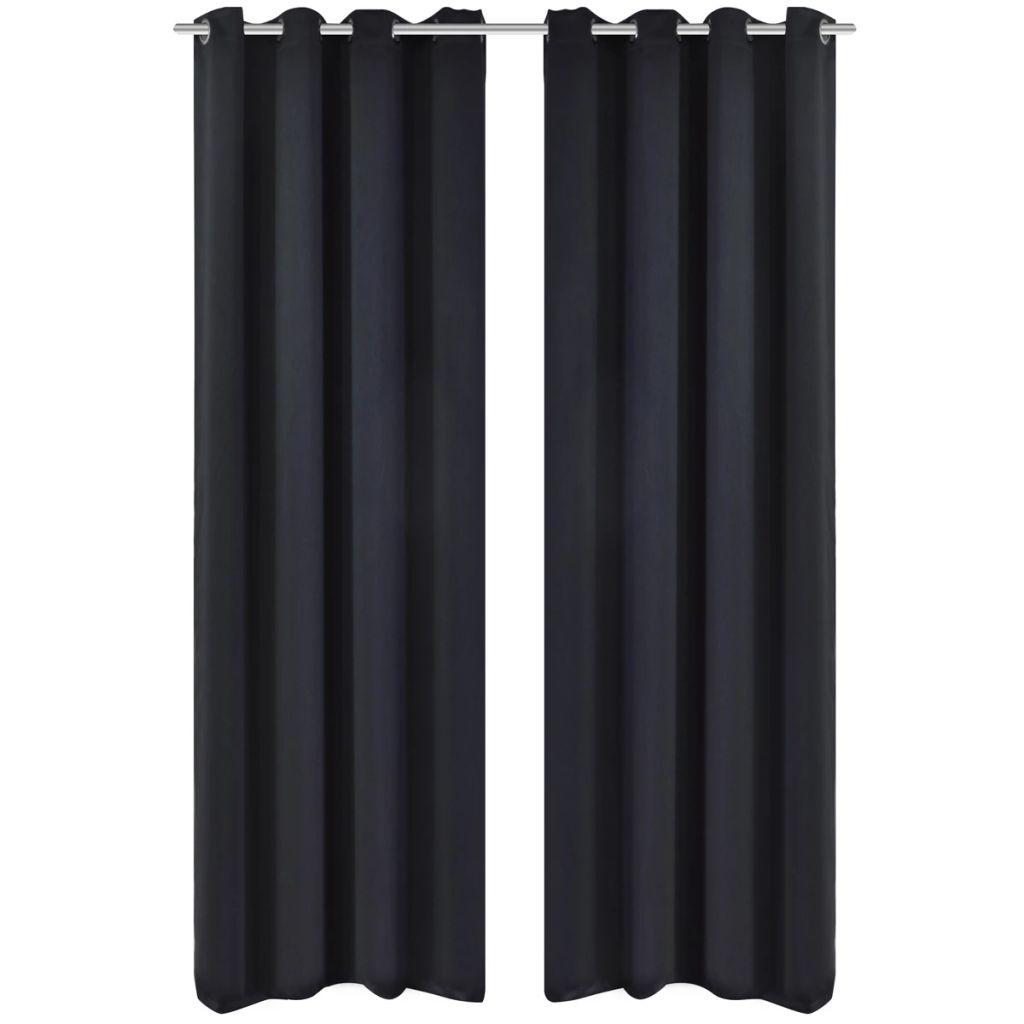 vidaXL 2-pack svarta mörkläggningsgardiner med metallringar 135 x 245 cm