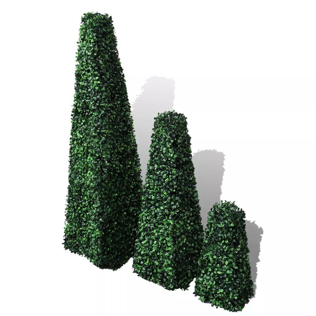 vidaXL Buxbomträd pyramid 3 st