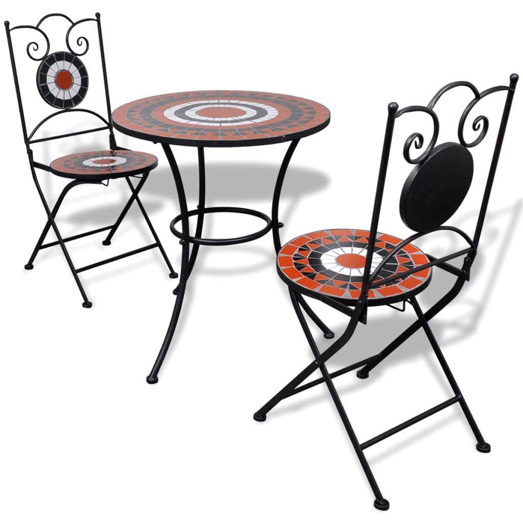 vidaXL Caféset 3 delar keramik terrakotta och