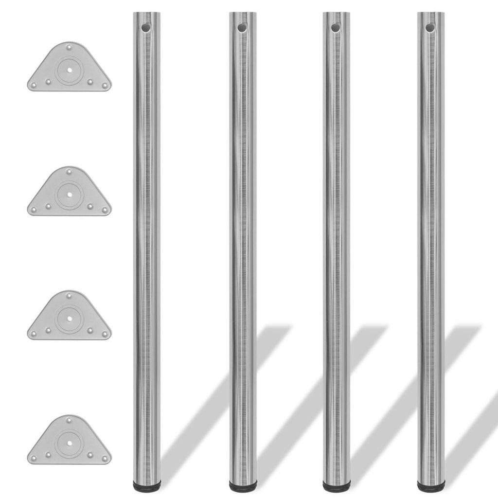 vidaXL Höjdjusterbara bordsben 4 st borstad nickel 1100 mm