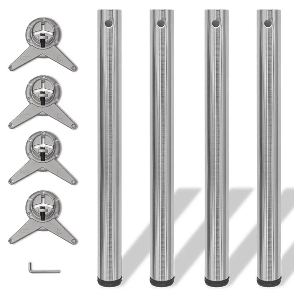 vidaXL Höjdjusterbara bordsben 4 st borstad nickel 710 mm