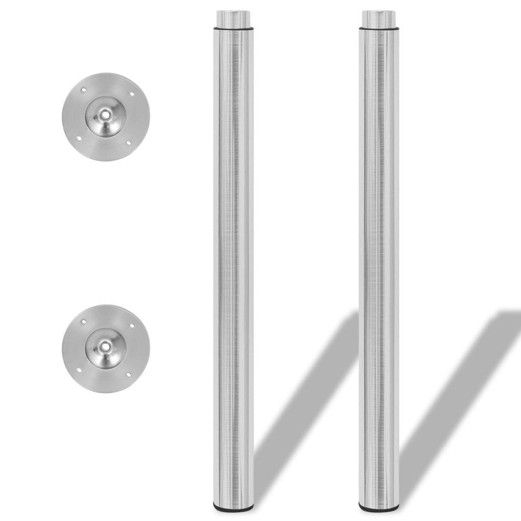 vidaXL 2 Teleskopiska bordsben i borstad nickel 710 mm-1100 mm