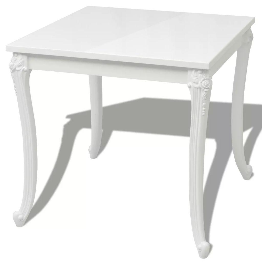 vidaXL Spisebord 80x80x76 cm Høyglans Hvit