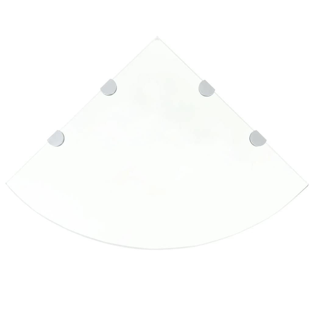 vidaXL Hörnhylla glas med förkromade hyllkonsoler genomskinlig 45x45 cm