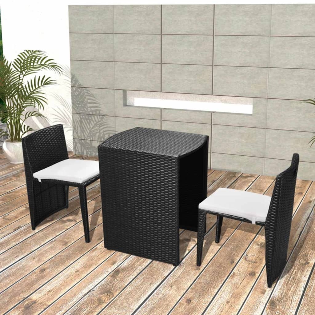 vidaXL Cafégrupp med dynor 3 delar konstrotting
