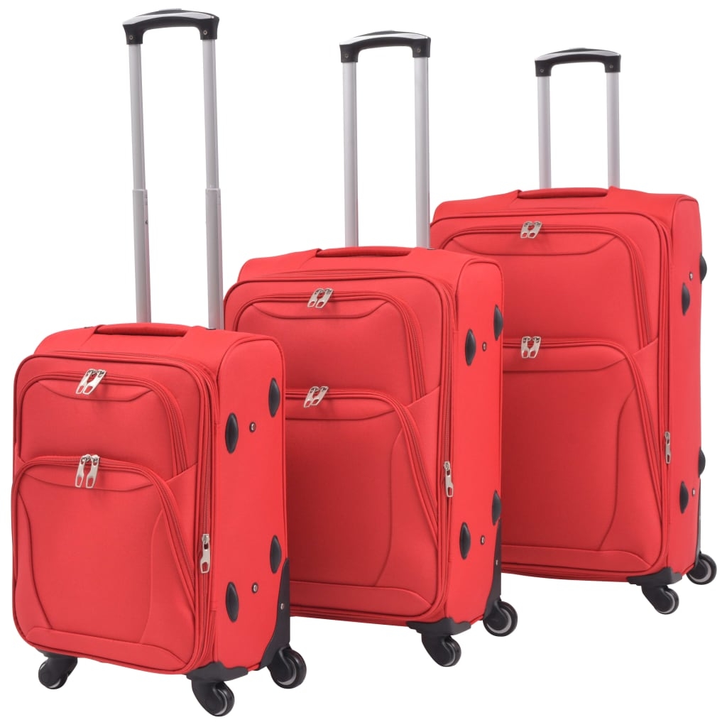 vidaXL Resväskor 3 st röd soft case