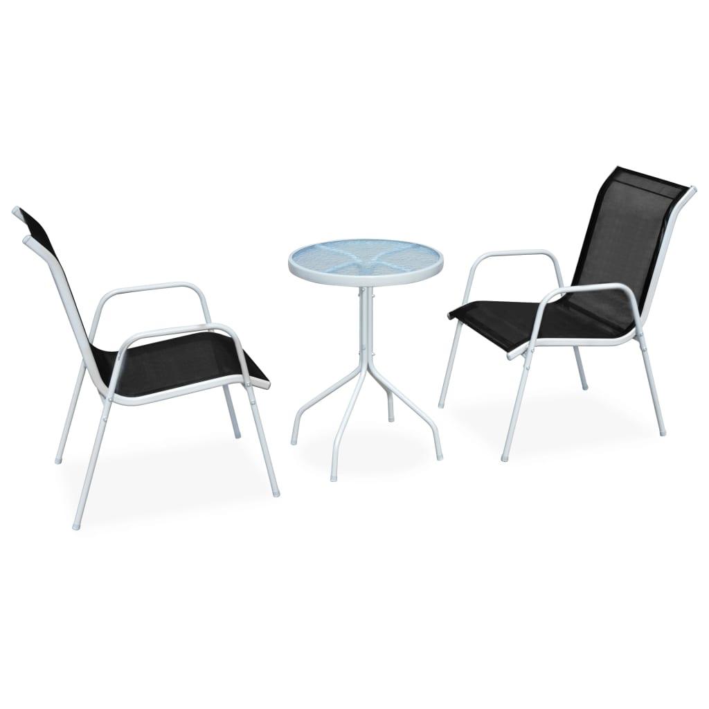 vidaXL Caféset 3 delar stål