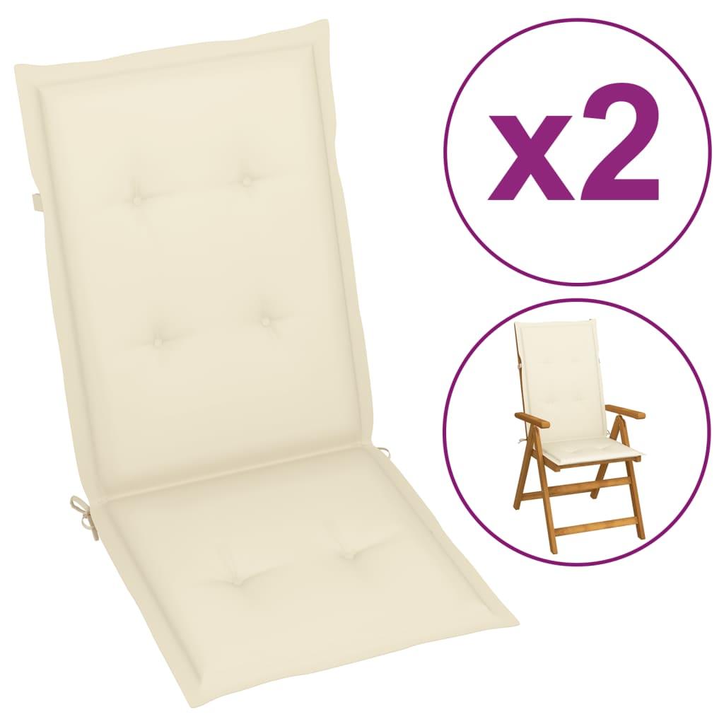 vidaXL Stolsdynor 2 st gräddvit 120x50x3 cm tyg