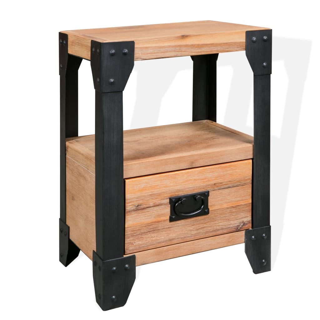 vidaXL Nattduksbord massivt akaciaträ och stål 40x30x54 cm