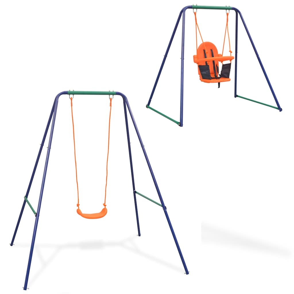 vidaXL 2-i-1 Enkelgunga och barngunga orange