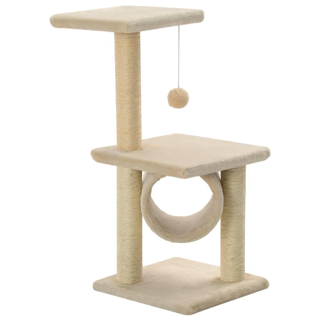 vidaXL Katt Klösträd med klöspelare i sisal 65 cm beige