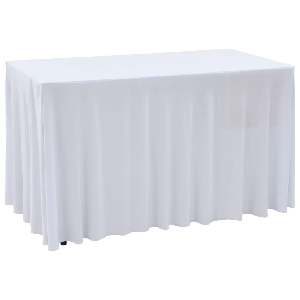 vidaXL Bordsöverdrag 2 st stretch golvlångt vit 120x60,5x74 cm