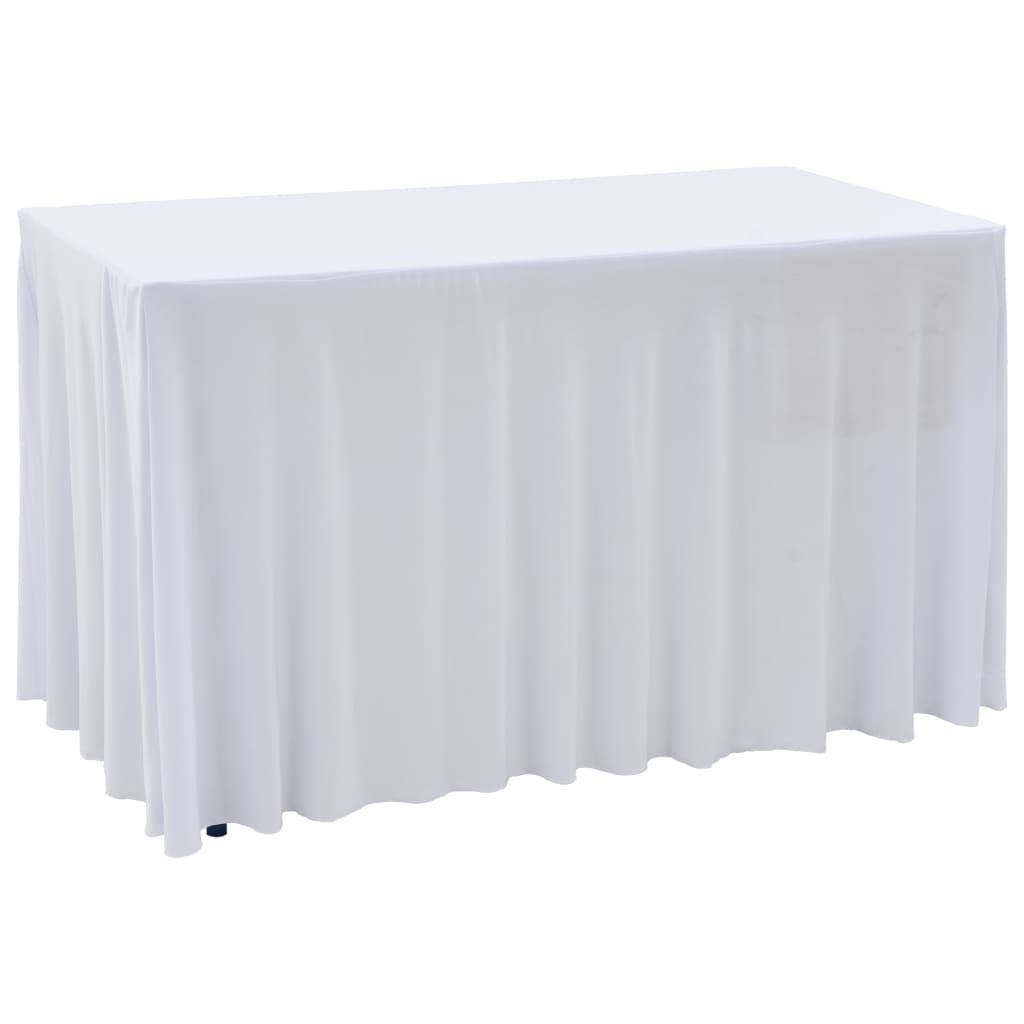 vidaXL Bordsöverdrag 2 st stretch golvlångt vit 183x76x74 cm