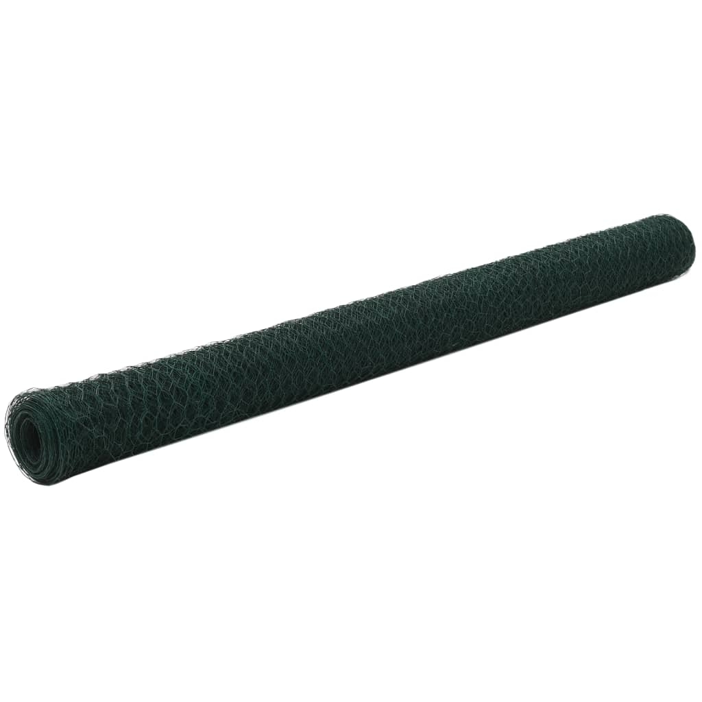vidaXL Hönsnät stål med PVC-beläggning 25x1,5 m