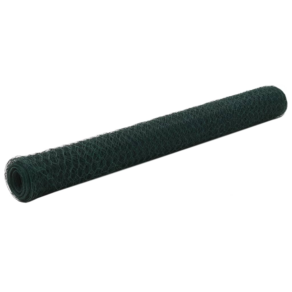 vidaXL Hönsnät stål med PVC-beläggning 25x1,2 m