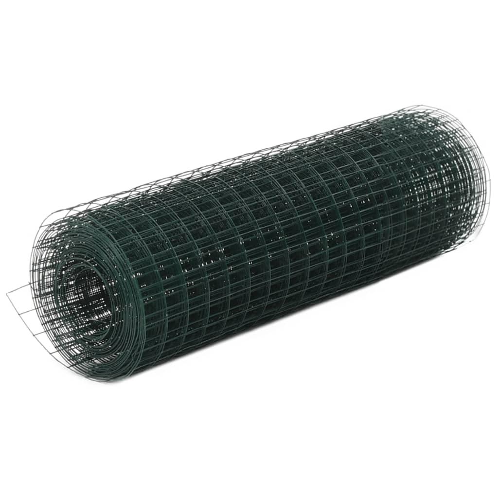 vidaXL Hönsnät stål med PVC-beläggning 25x0,5 m