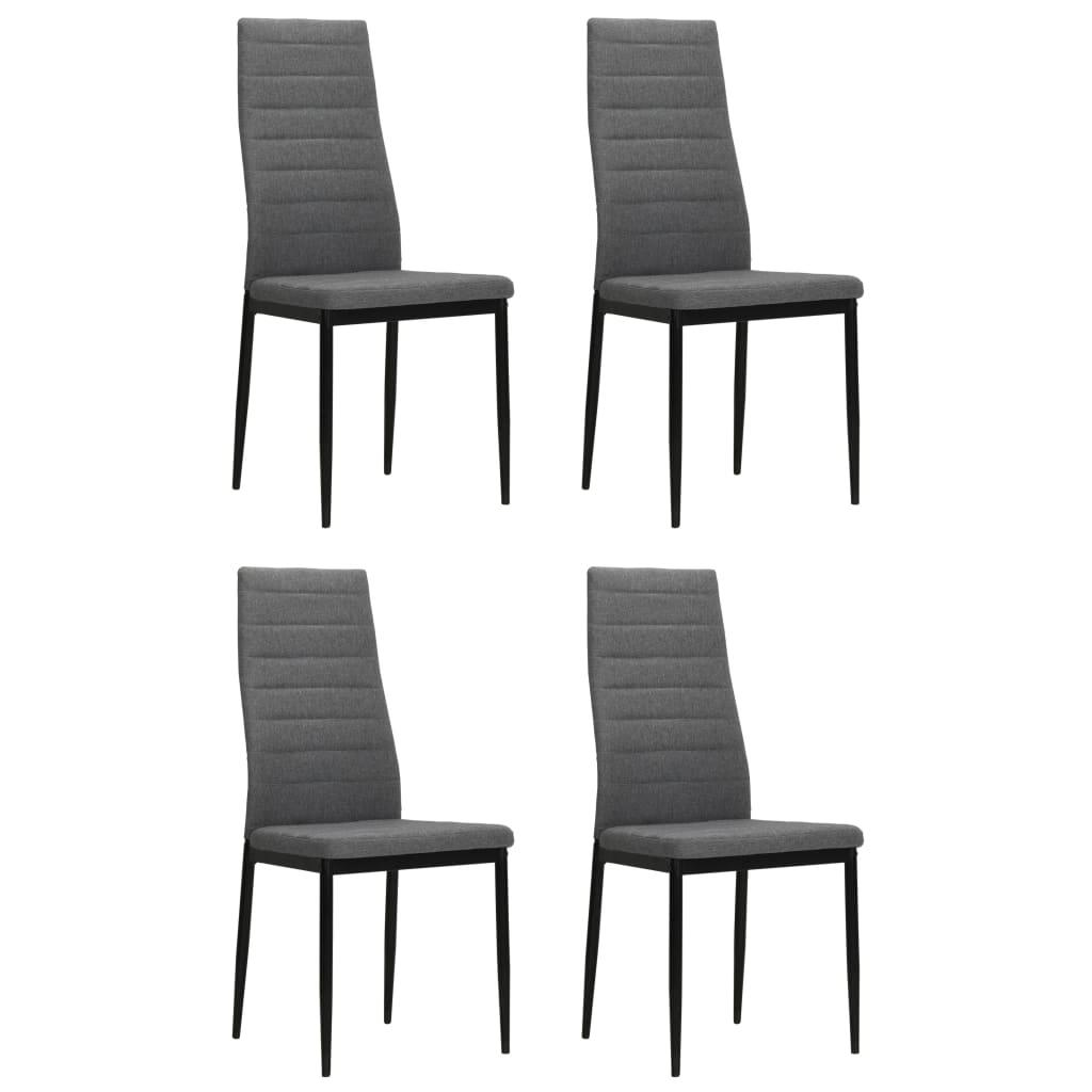 vidaXL Matstolar 4 st ljusgrå tyg