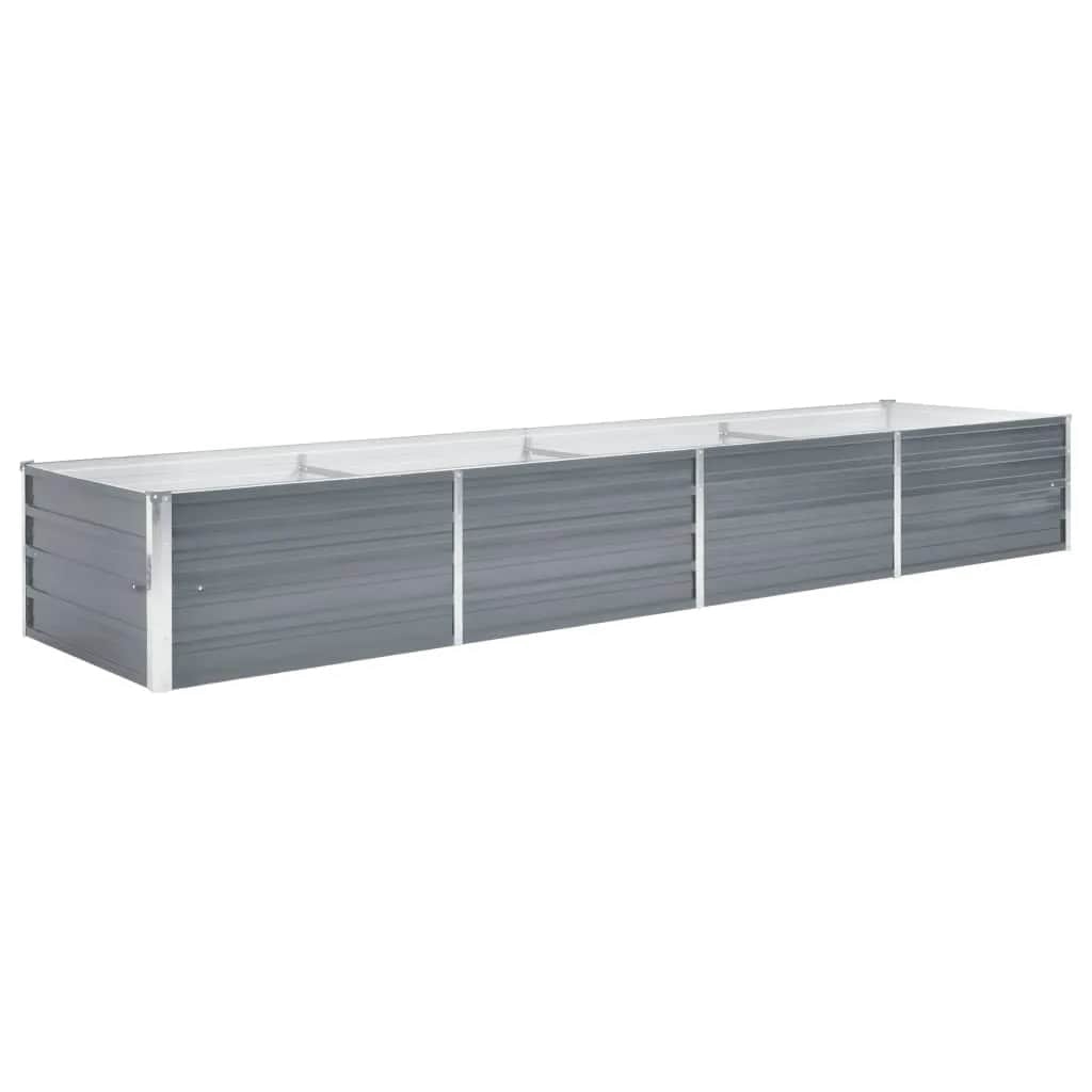 vidaXL Odlingslåda upphöjd galvaniserat stål 320x80x45 cm grå