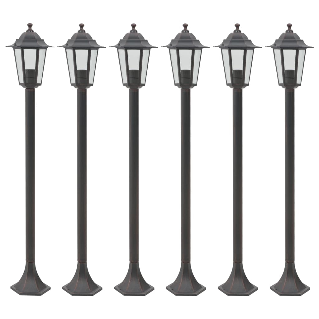 vidaXL Lyktstolpar för trädgård 6 st E27 110 cm aluminium
