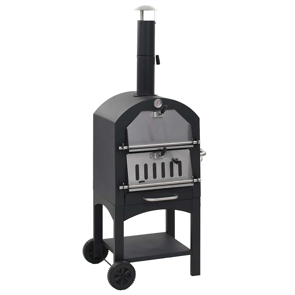vidaXL Pizzaugn koleldad med tegelplattor & pizzasten