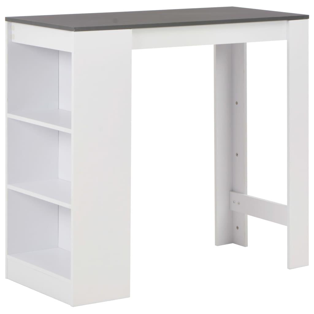 vidaXL Barbord med hylla vit 110x50x103 cm