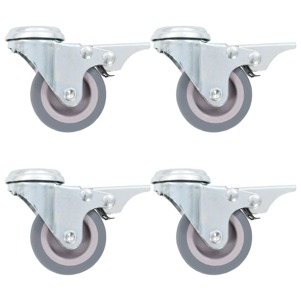 vidaXL Länkhjul med bulthål och dubbla bromsar 4 st 50 mm