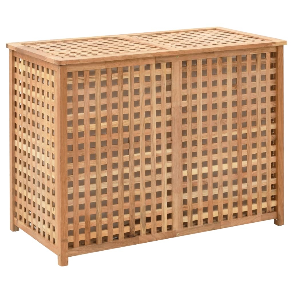 vidaXL vasketøjskurv 87,5x46x67 cm massivt valnøddetræ