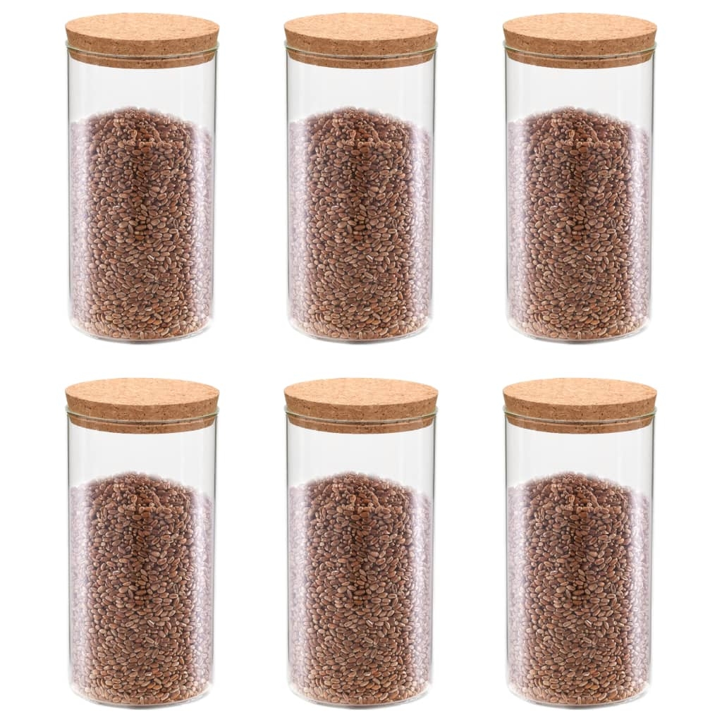 vidaXL Förvaringsburkar i glas med korklock 6 st 1400 ml