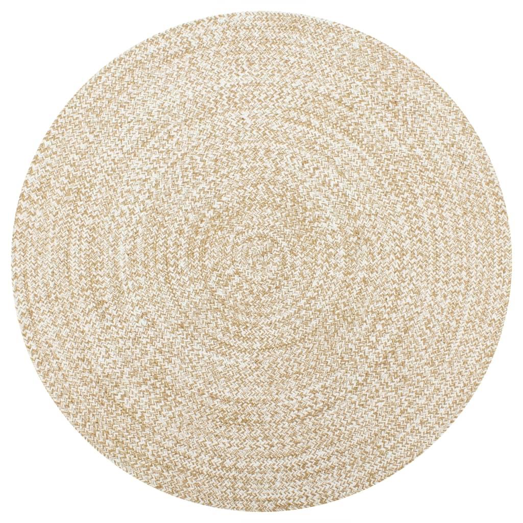 vidaXL Handgjord jutematta vit och naturlig 90 cm