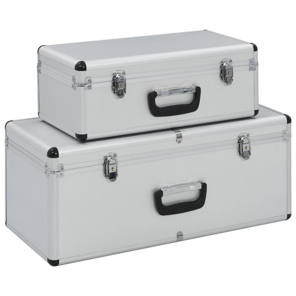vidaXL Förvaringsväskor 2 st silver aluminium