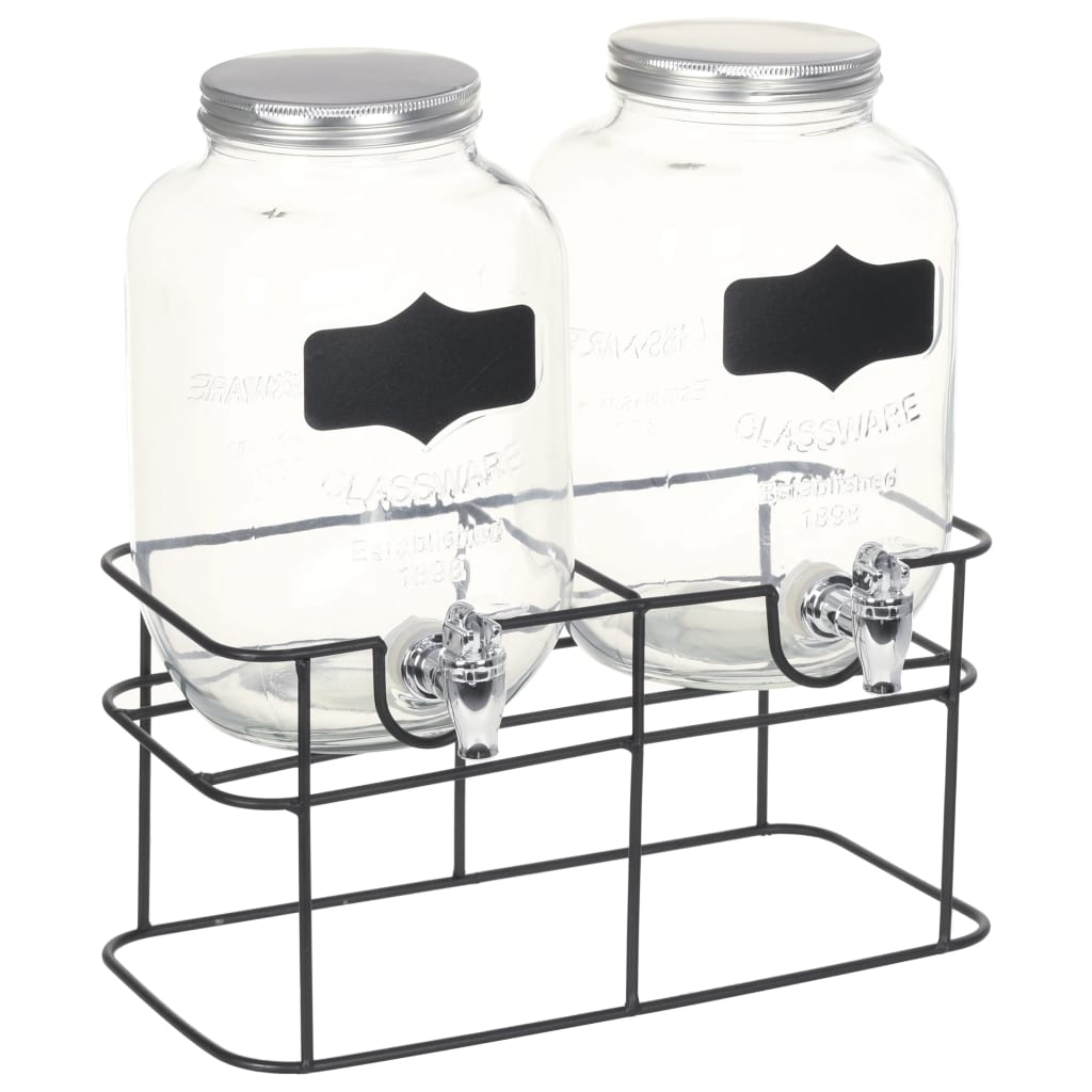 vidaXL Juoma-annostelijat 2 kpl jalustalla 2 x 4 l lasi