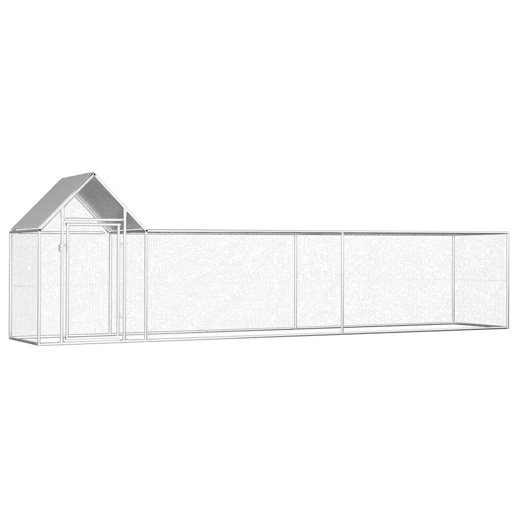 vidaXL Hönsbur 5x1x1,5 m galvaniserat stål
