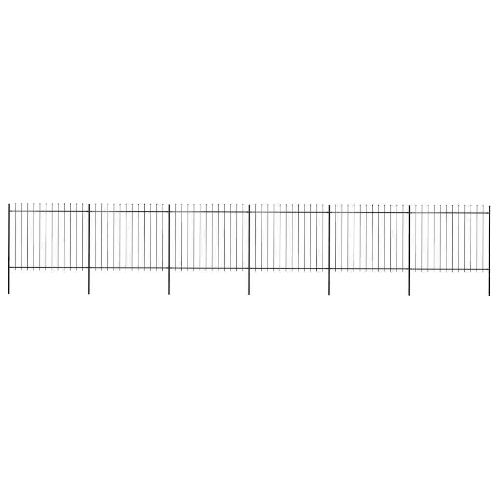 vidaXL Trädgårdsstaket med spjuttopp stål 11,9x1,5 m
