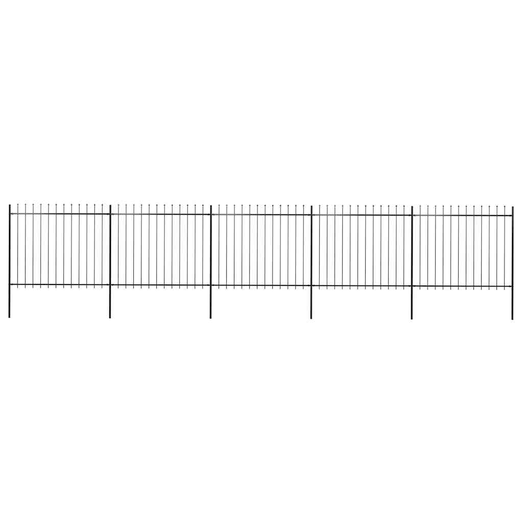 vidaXL Trädgårdsstaket med spjuttopp stål 10,2x1,5 m